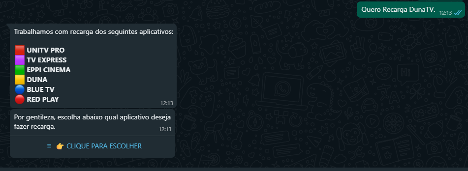 recarga BlueTV pelo whatsapp